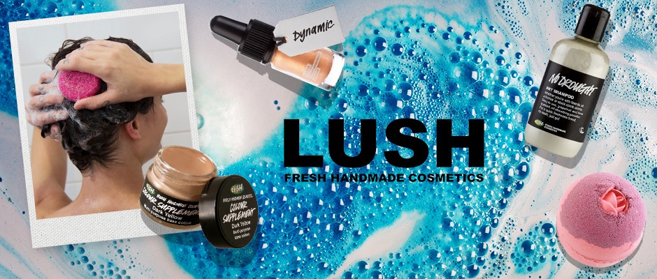 Marketing image for cosmetics brand, Lush. 
